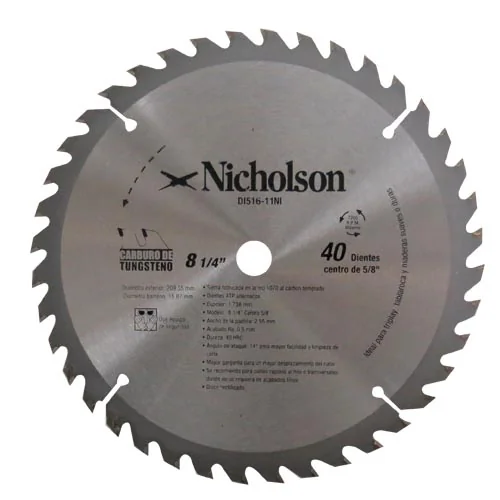 SIERRA.DISCO.MADERA 8"y40Dy16mm CARBURO "X"