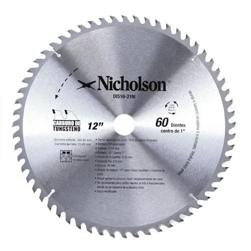 SIERRA.DISCO.MADERA 12"y60Dy25mm CARBURO "X"