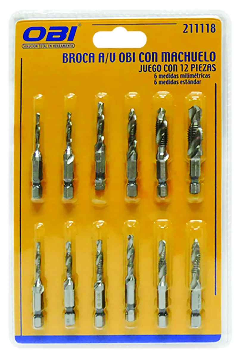 BROCA A/V OBI CON MACHUELO JUEGO 12 PIEZAS MM/STD