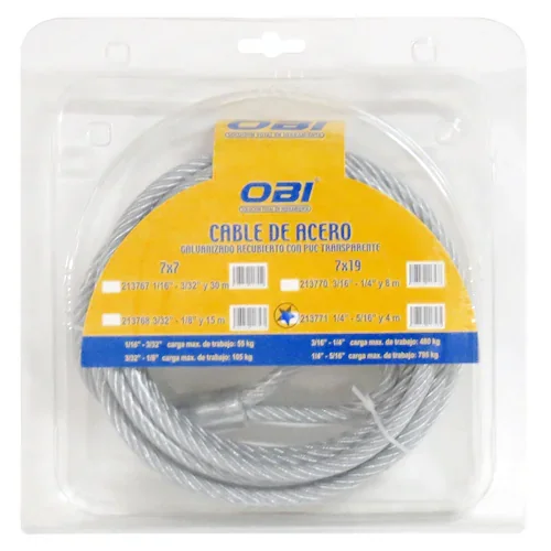 CABLE C/PVC BLISTER 7x19 1/4-5/16" 4 m C/2766 kg "X"