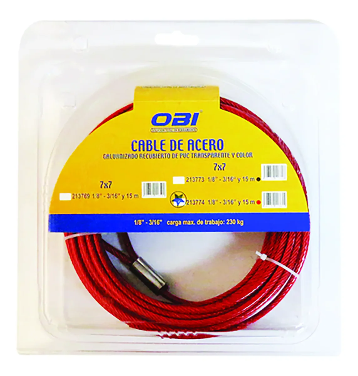 CABLE C/PVC BLISTER 7x7 1/8-3/16" 15 m ROJO "X"