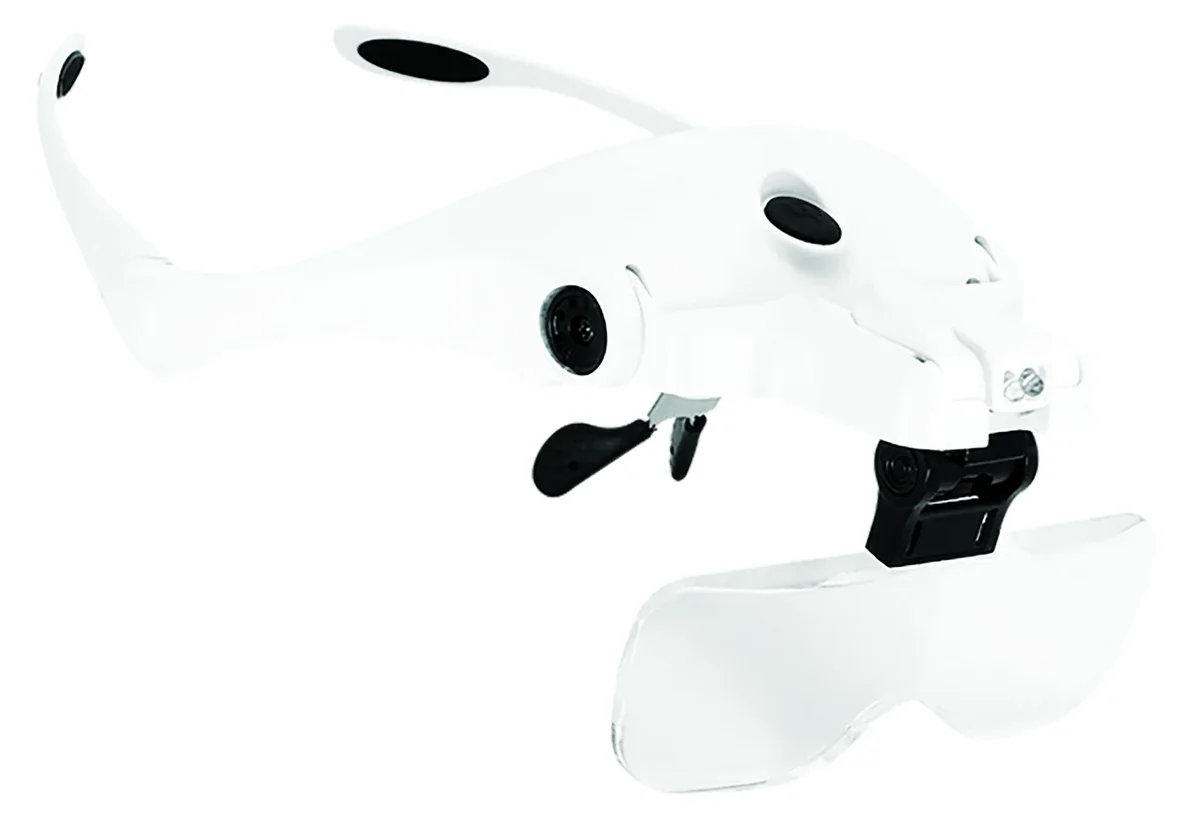 LUPA ANTEOJO BLANCA 1-3.5x 2 LEDS RECARGABLE