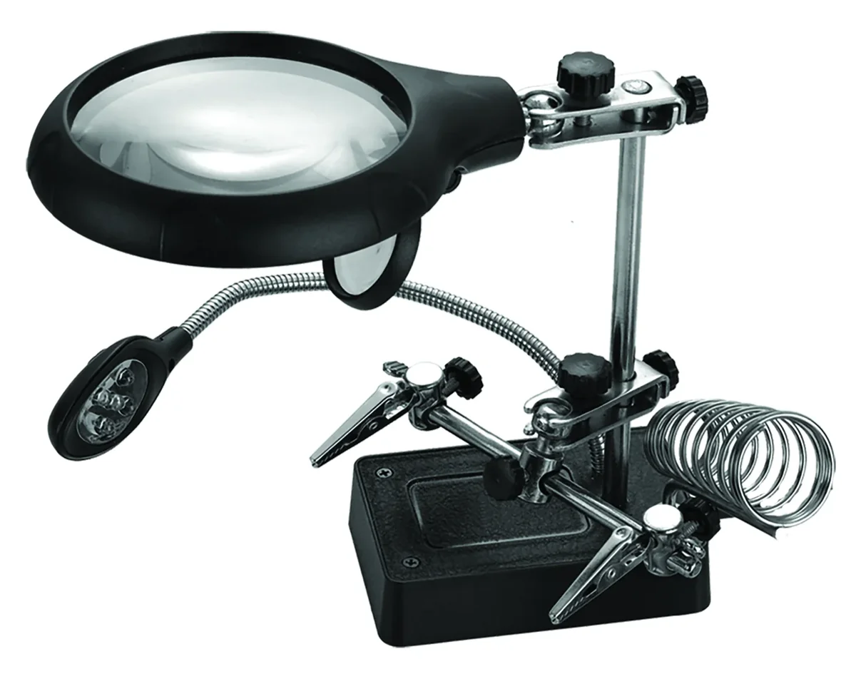 LUPA BASE Y PINZAS 90 mm 2.5-10x LED
