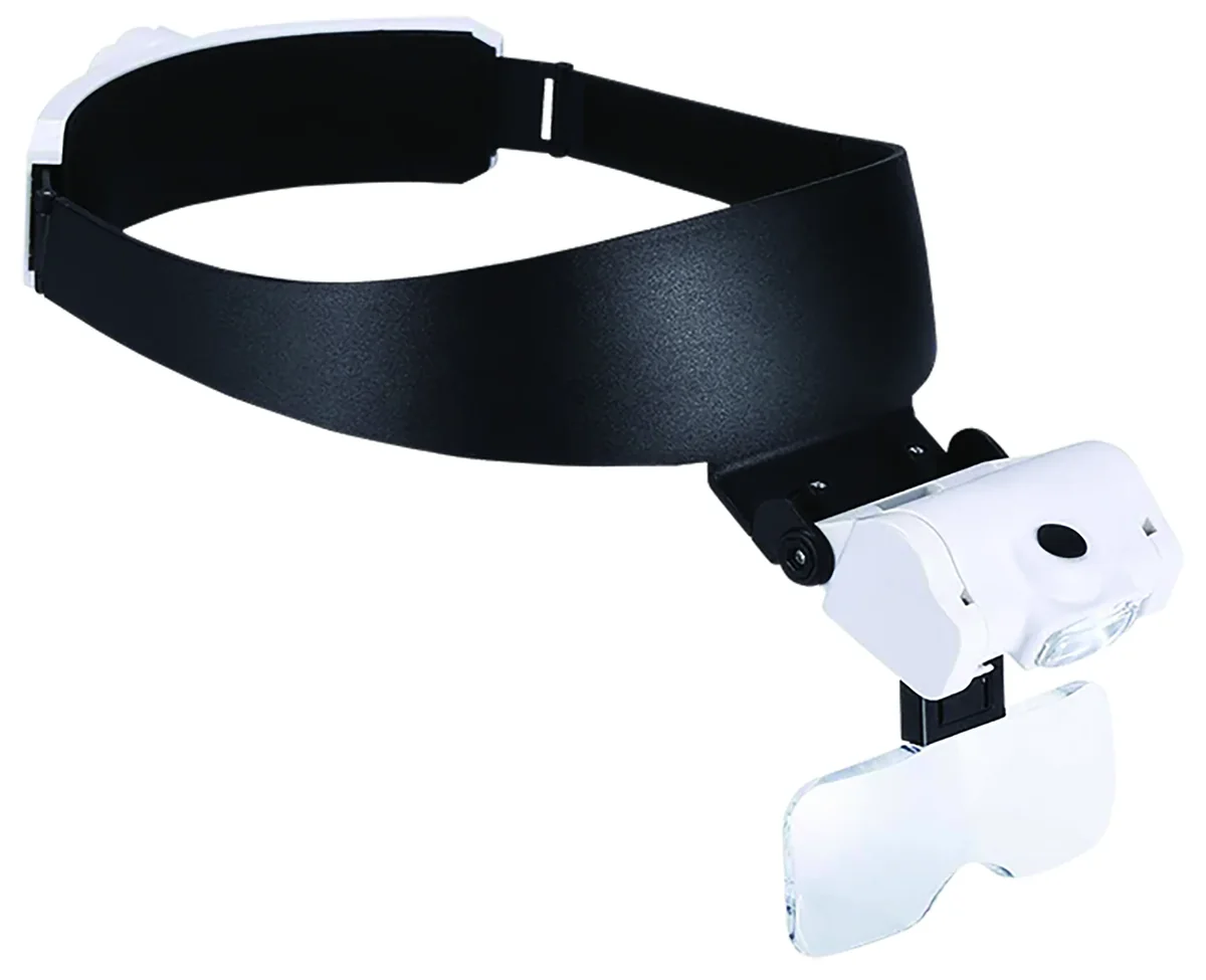 LUPA VISOR 1.0-3.5x BLANCA 2 LEDS RECAR.
