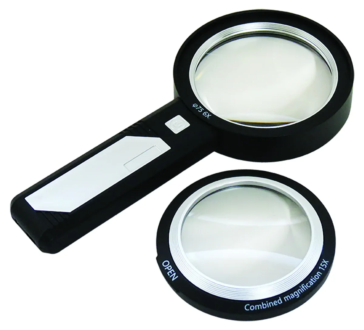 LUPA COMB LED&UV 6x&15x 75mm&65 mm RECARGABLE USB