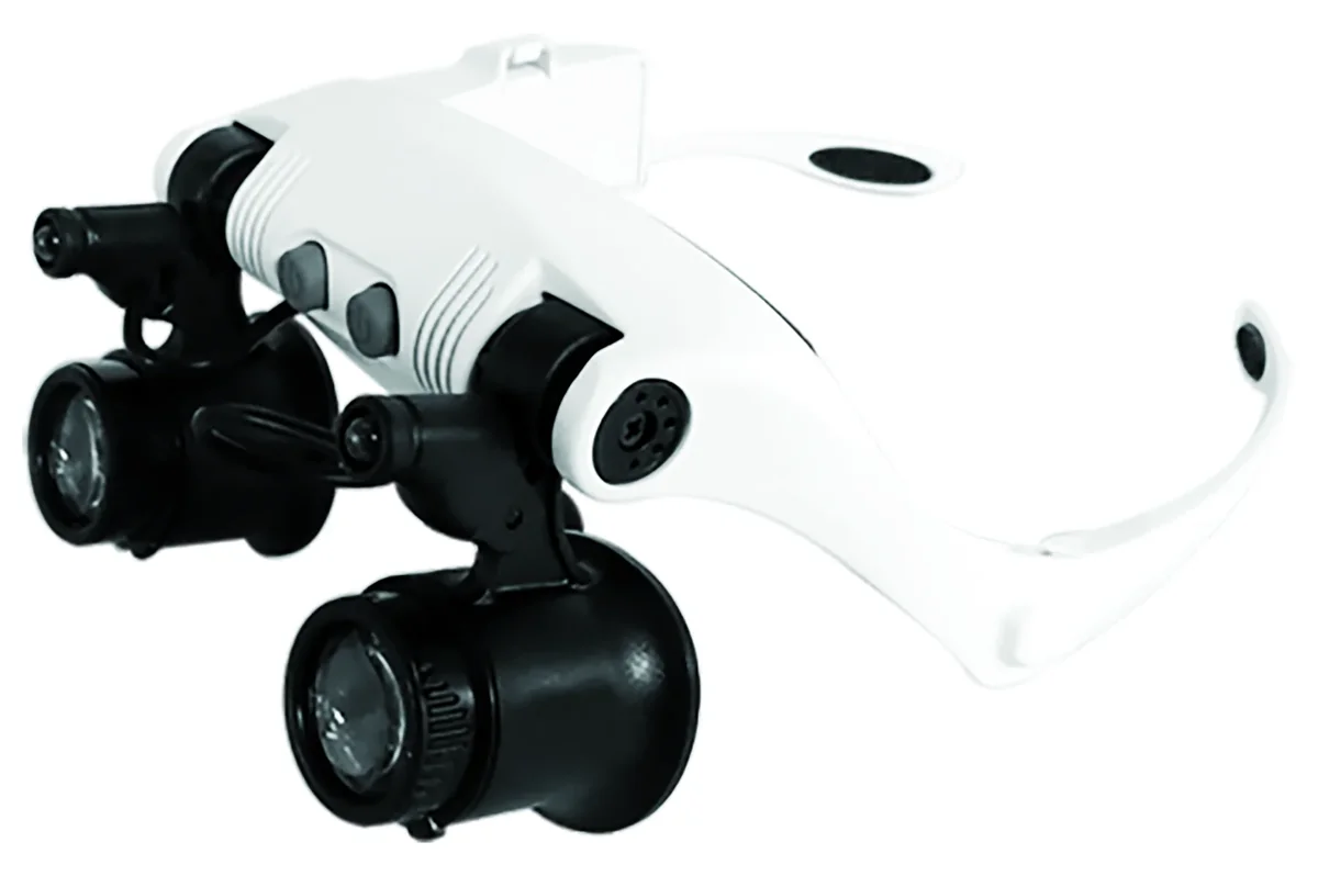LUPA ANTEOJO BLANCA 10-25x JOYERO 2 LEDS
