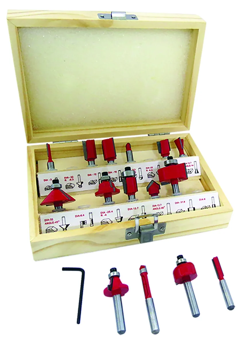 ROUTER.BROCA CARBURO 1/4" JUEGO 15 P.